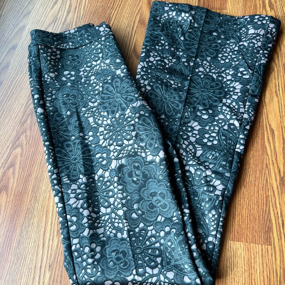 Cynthia Rowley Black Lace Bonded Fit and Flare Pant